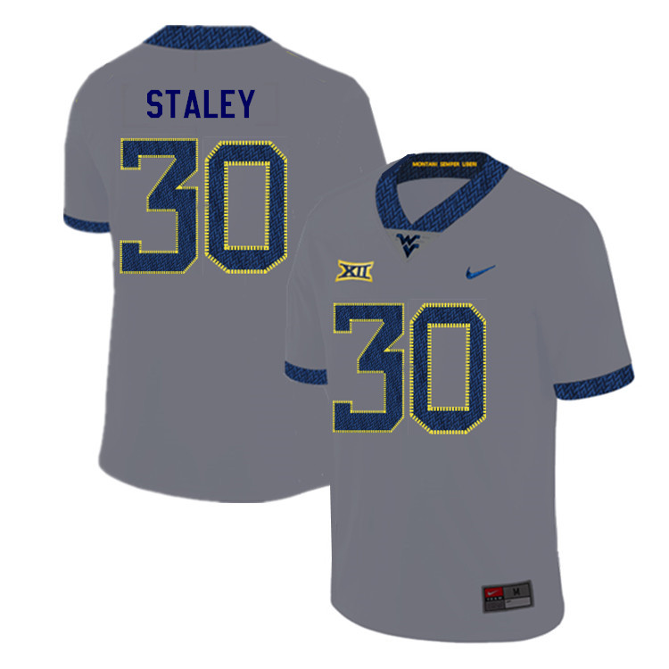 NCAA Men's Evan Staley West Virginia Mountaineers Gray #30 Nike Stitched Football College 2019 Authentic Jersey TT23T00AV